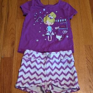 The Children's Place Purple Graphic Tee and Chevron Shorts Set